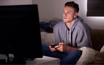 Man playing video games.