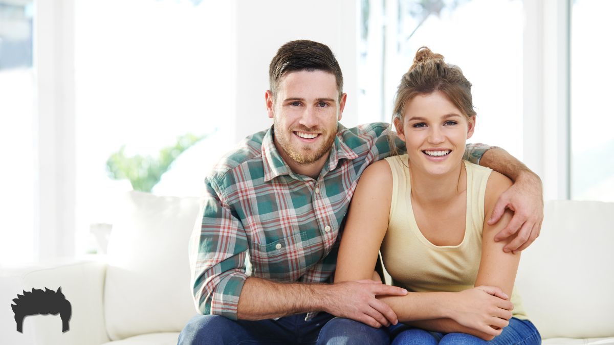 Man and woman sitting together, committed.